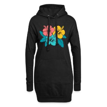 Blumenstrauß Hibiskusblüten, Illustration oberedel - Hoodie-Kleid - Schwarz - Vorne