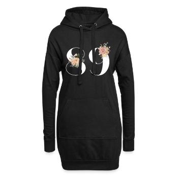 89e anniversaire fleuris (Cadeau de 89 ans) - Sweat-shirt à capuche long Femme - noir - Devant