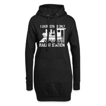 Only railway station! - Denglish Sprüche Denglisch - Hoodie-Kleid - Schwarz - Vorne