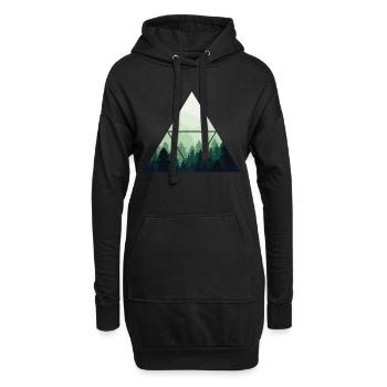 Forest Tree Geometry Pattern - Hoodie Dress - black - Front