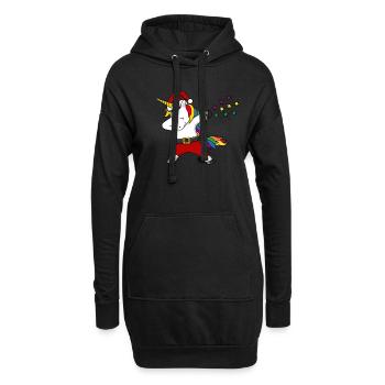 Weihnachten Einhorn Regenbogen dabing Geschenk - Hoodie-Kleid - Schwarz - Vorne