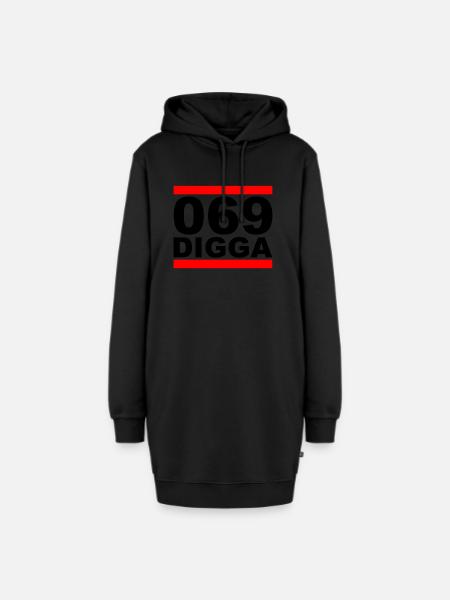 069 Digga - Frankfurt - Hoodie-Kleid - Schwarz