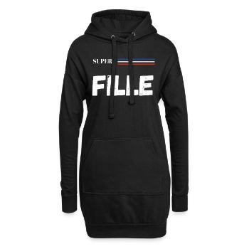 super fille - t-shirt assorti - Sweat-shirt à capuche long Femme - noir - Devant