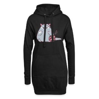 Dodi le chat qui tricote - Sweat-shirt à capuche long Femme - noir - Devant