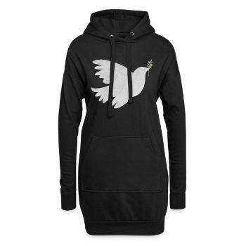 Friedenstaube - Hoodie-Kleid - Schwarz - Vorne