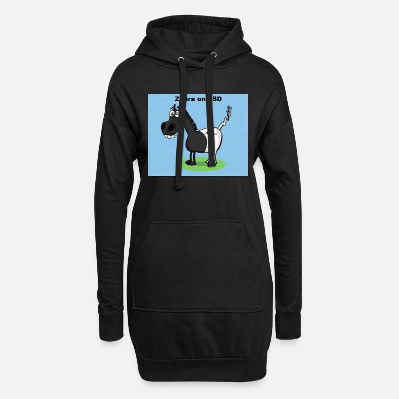 Zebra on SSD - Hoodie-Kleid - Schwarz