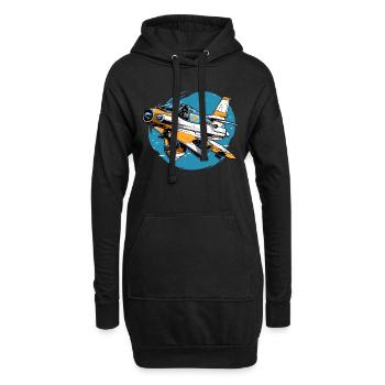 Wütendes Vulkanflugzeug - Hoodie-Kleid - Schwarz - Vorne