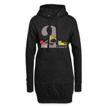 2e anniversaire pelleteuse - Sweat-shirt à capuche long Femme - noir - Devant