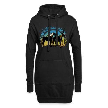 Pferde - Hoodie-Kleid - Schwarz - Vorne