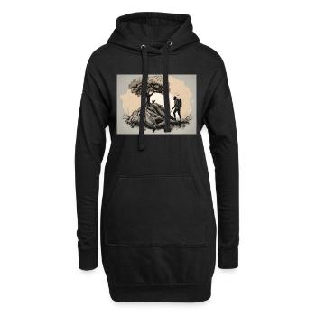 Wanderer im Sonnenuntergang - Hoodie-Kleid - Schwarz - Vorne