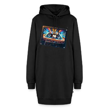 Vintage Kassette mit Konzertdarstellung - Hoodie-Kleid - Schwarz - Vorne - AI Model Female 172 light (172cm)