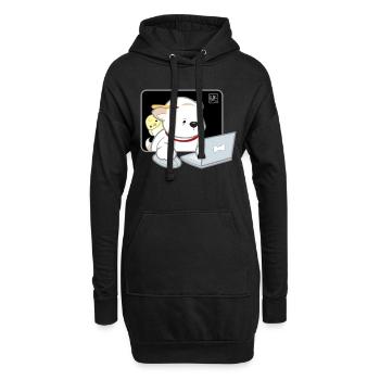 Hund koreanisch - japanischer Stil 05 - Hoodie-Kleid - Schwarz - Vorne