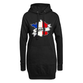 Frankreich - Flagge - Karte - Hoodie-Kleid - Schwarz - Vorne