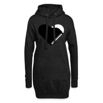 J’aime piano piano coeur instrument de musique amour - Sweat-shirt à capuche long Femme - noir - Devant