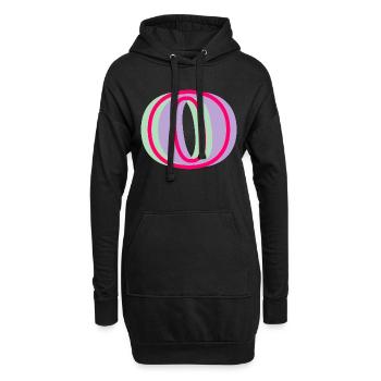 Lettre o multicolore - Sweat-shirt à capuche long Femme - noir - Devant