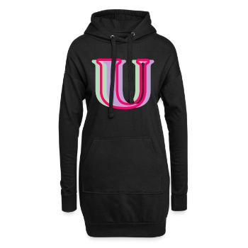 Lettre u multicolore - Sweat-shirt à capuche long Femme - noir - Devant