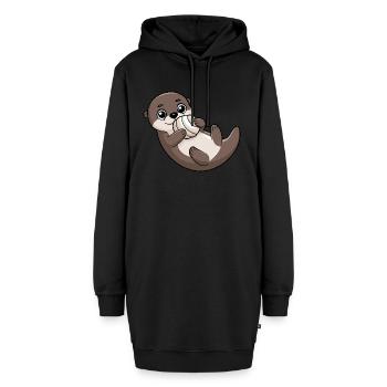 Süßer Otter mit Muschel - Hoodie-Kleid - Schwarz - Vorne - AI Model Female 172 light (172cm)