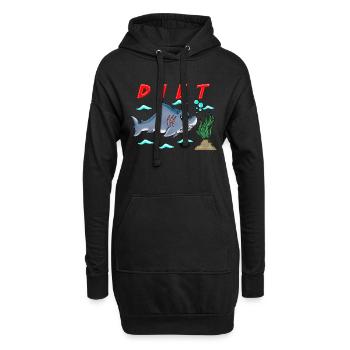 Drôle Régime Dessin animé Requin Humour Sarcastique Design - Sweat-shirt à capuche long Femme - noir - Devant