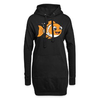 Humour petit poisson clown - Sweat-shirt à capuche long Femme - noir - Devant