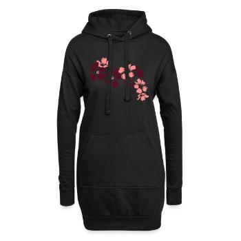 blumen - Hoodie-Kleid - Schwarz - Vorne