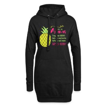 Ananas Krone Spruch - Hoodie-Kleid - Schwarz - Vorne