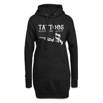 Tatouage / Tattoo: Tatouages me rend heureux - Sweat-shirt à capuche long Femme - noir - Devant