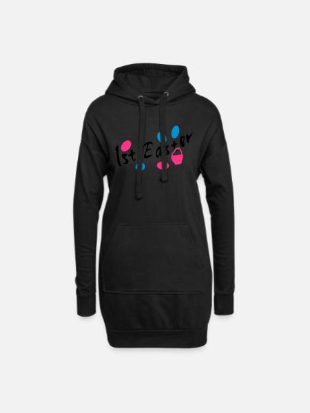 1. Ostern Ostereier txt - Hoodie-Kleid - Schwarz
