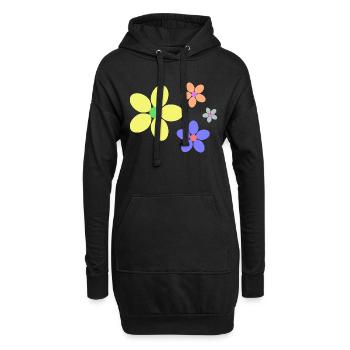 bunte Blumen Hippie retro - Hoodie-Kleid - Schwarz - Vorne