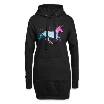 Licorne avec paillettes - Sweat-shirt à capuche long Femme - noir - Devant