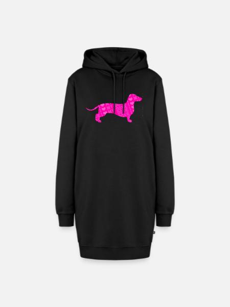 Ich liebe meinen Dackel - Hoodie-Kleid - Schwarz