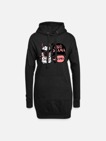 NO DRAMA - LLAMA - Hoodie Dress - black