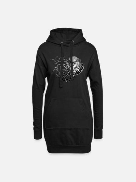 Pieuvre Sea Animal Japan - Sweat-shirt à capuche long Femme - noir