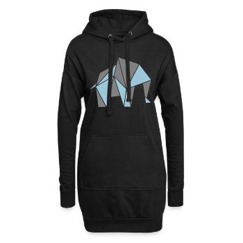 Origami: Elefant - Sweat-shirt à capuche long Femme - noir - Devant
