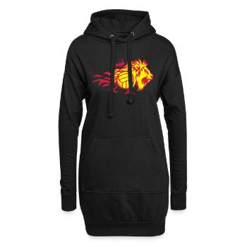 volleyball lion flamme logo feu animal 3 - Sweat-shirt à capuche long Femme - noir - Devant