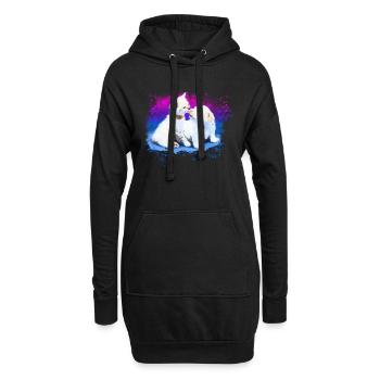 Chaton câlin et chiot - Sweat-shirt à capuche long Femme - noir - Devant