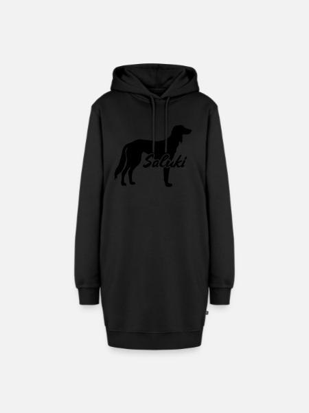 Saluki - Hoodie-Kleid - Schwarz
