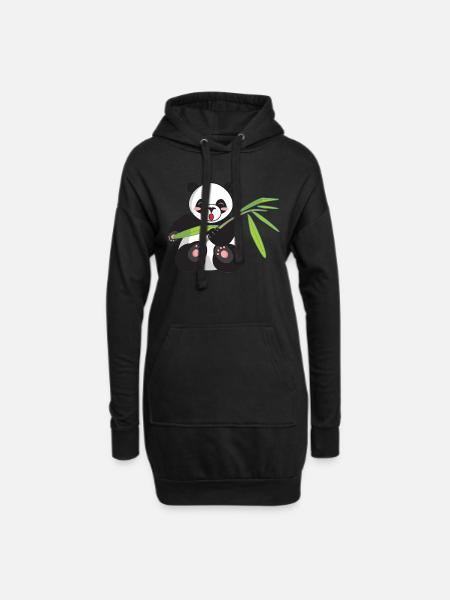 Panda - Hoodie-Kleid - Schwarz