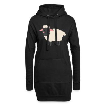 Schaf - Hoodie-Kleid - Schwarz - Vorne