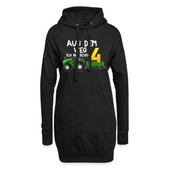 aus dem weg ich bin schon 4 Traktor Jungen 4 Jahre - Hoodie-Kleid - Schwarz - Vorne