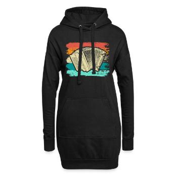 Retro Ziehharmonika, Steirische Harmonika Quetschn - Hoodie-Kleid - Schwarz - Vorne