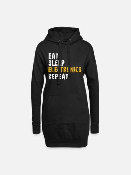 eat sleep electronics repeat - Hoodie Dress - black