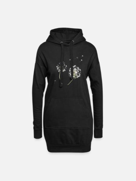 Silhouette de pissenlit blanc - Sweat-shirt à capuche long Femme - noir