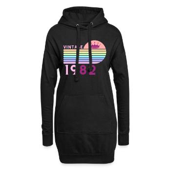 Anniversaire 40 ans vintage 1982 femme rose violet - Sweat-shirt à capuche long Femme - noir - Devant