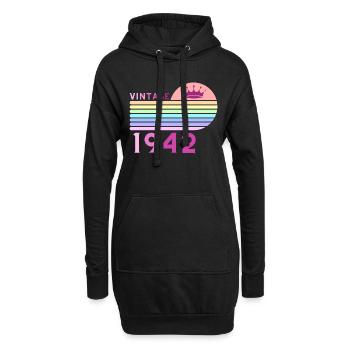 Anniversaire 80 ans vintage 1962 femme rose violet - Sweat-shirt à capuche long Femme - noir - Devant