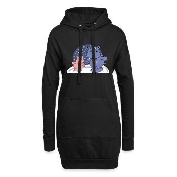 deux hippopotames dans la neige avec des cœurs - Sweat-shirt à capuche long Femme - noir - Devant