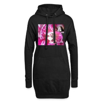 zerteilte Blüte - Hoodie-Kleid - Schwarz - Vorne