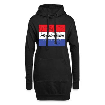 Amsterdam - Niederlandes Hauptstadt, GPS, Flagge - Hoodie-Kleid - Schwarz - Vorne