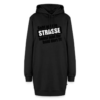 Geht auf die Straße - Hoodie-Kleid - Schwarz - Vorne - AI Model Female 172 light (172cm)