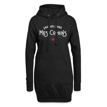 Jamais sans mes copains - Sweat-shirt à capuche long Femme - noir - Devant