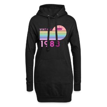Anniversaire 40 ans vintage 1983 femme rose violet - Sweat-shirt à capuche long Femme - noir - Devant